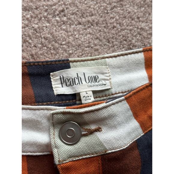 Peach Love California 70s Striped Blue Flare Bell Bottoms Jeans Pants Sz Large - Picture 6 of 8